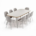 Rechthoekige eetkamertafel met grijze stoelen van kunststof en metaal 200 x 100 x 75cm