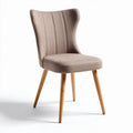 Stijlvolle eetstoel van stof met houten poten 45 x 50 x 90cm beige