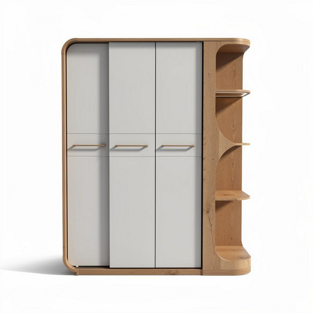 Kast van hout en MDF met open vakken en schuifdeuren 150 x 100 x 200cm