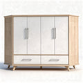 Houten kast met vier deuren en twee lades 100 x 45 x 85cm wit en eikenhout