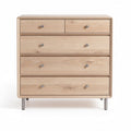 Houten ladekast met vijf lades en metalen poten 80 x 40 x 90cm