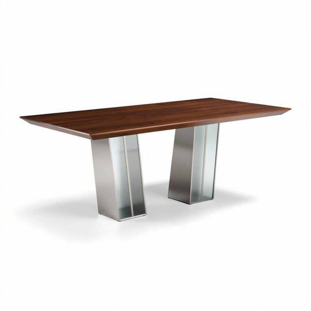Eettafel van hout met stalen onderstel 200 x 100 x 75 cm bruin